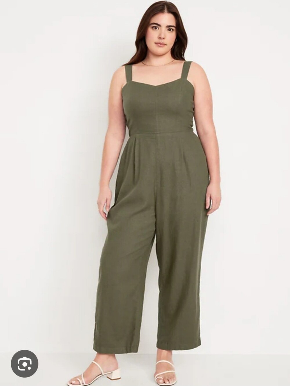 Lrg Euc Old Navy Olive Green Square-Neck Wide-Leg Jumpsuit
